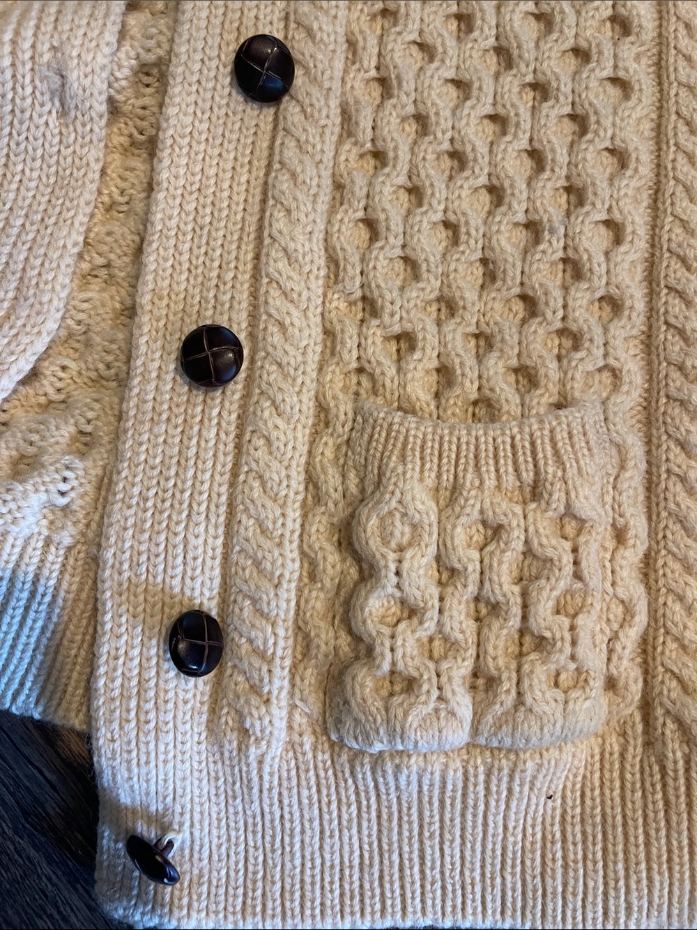 Inis Crafts Irish Wool Cable Knit Cardigan M - Picture 3 of 7